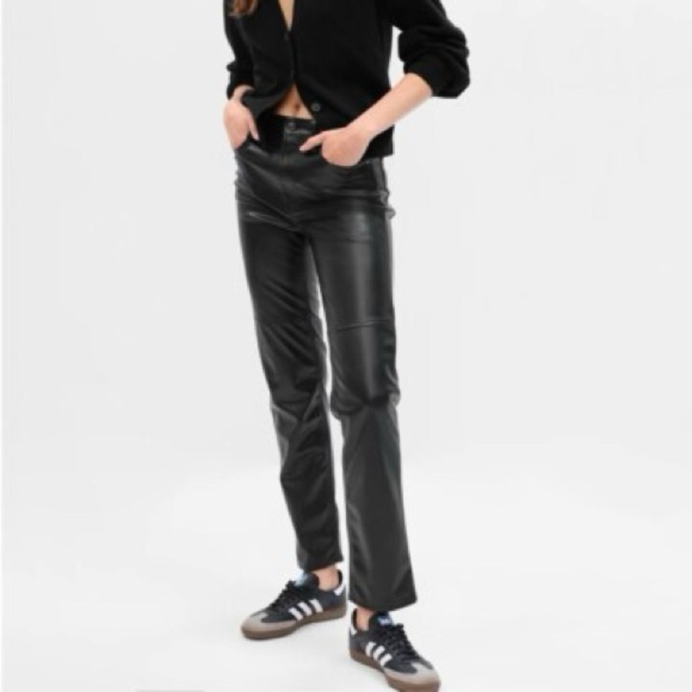 High Rise Straight Faux Leather Pants - NWT